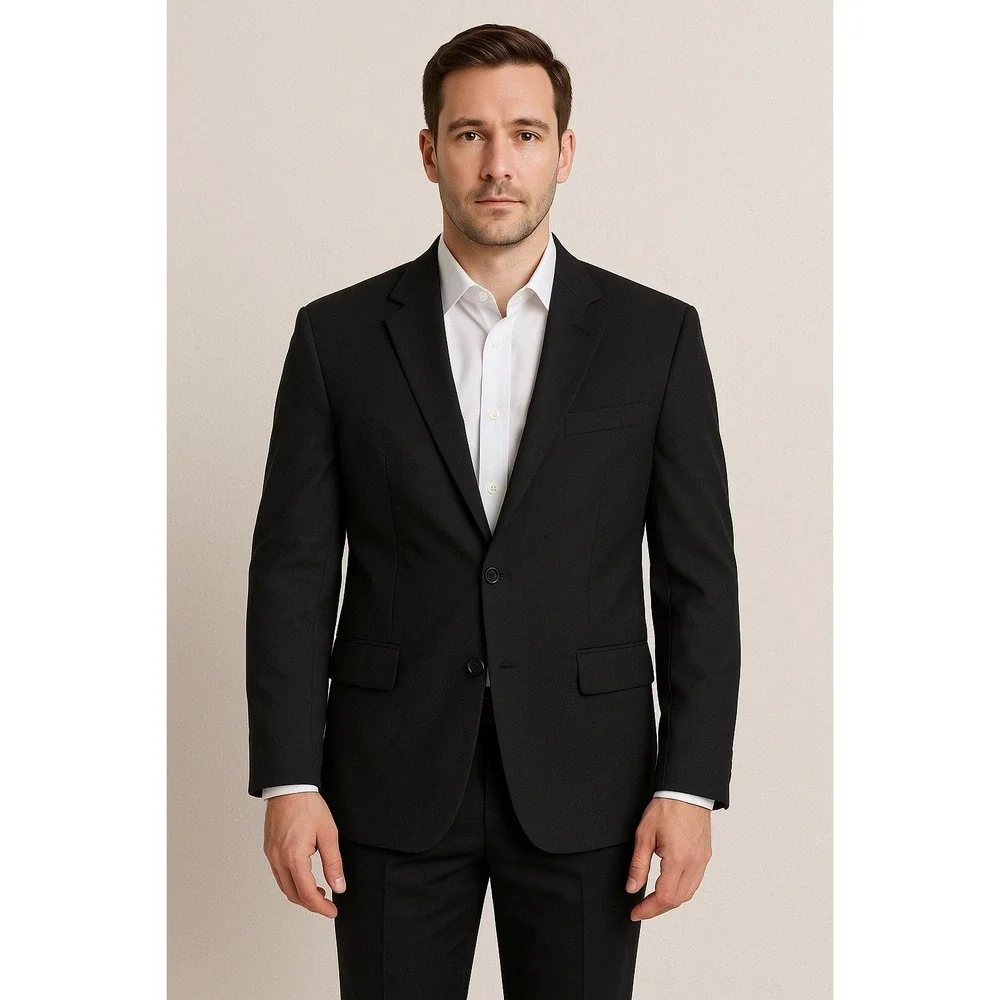 Claiborne‎ Men's 48R Jacket Black Long Sleeve 100% Worsted Wool Blazer